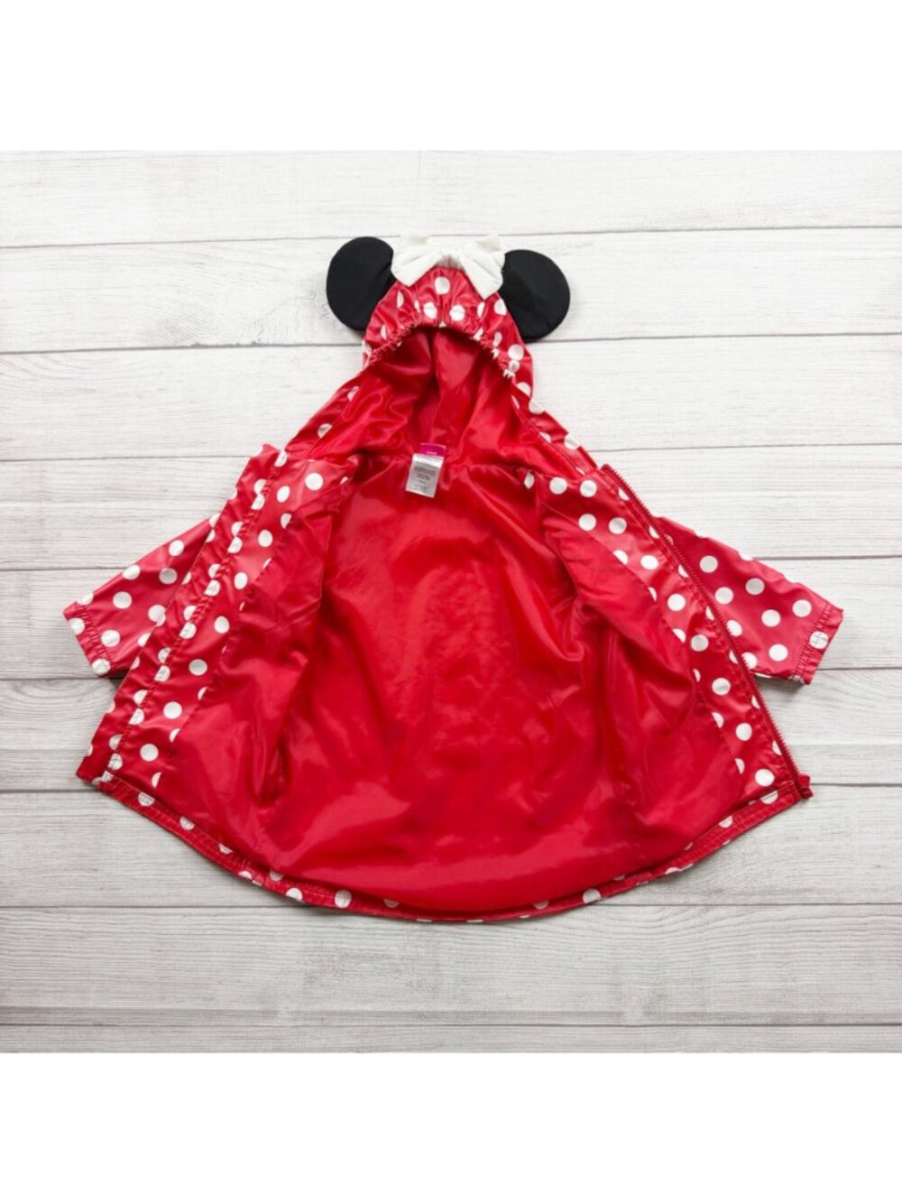 Disney Minnie Mouse Red Polka Dot Raincoat Toddler Girls Waterproof Jacket 2T - Picture 2 of 4